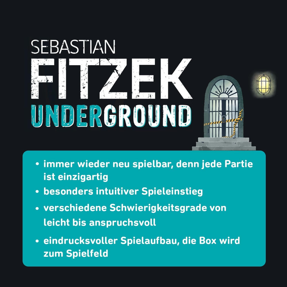 Moise. Sebastian Fitzek Underground, un joc thriller 3D inovator pentru fanii jocurilor de evadare, un joc de societate cooperativ de Marco Teubner cu diferite niveluri de dificultate, pentru vârste de 12 ani și peste.