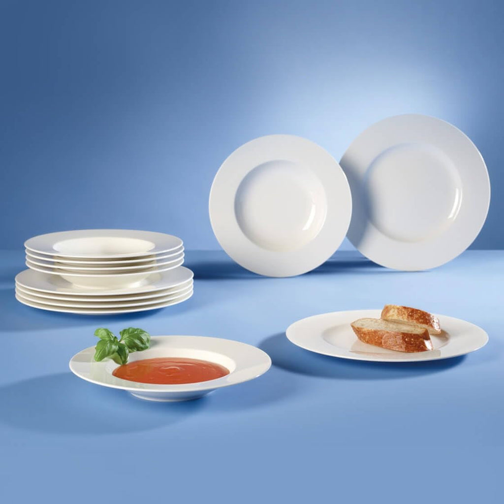 Villeroy & Boch – Wonderful World Dinner-Set 12 Teilig Weiß, Spülmaschinenfest, Mikrowellensicher, Teller, Geschirr, Porzellan, Speiseteller, Essteller, Set, Geschirrset Modern, Premium Porzellan Seturi vesela masa Naty Shop