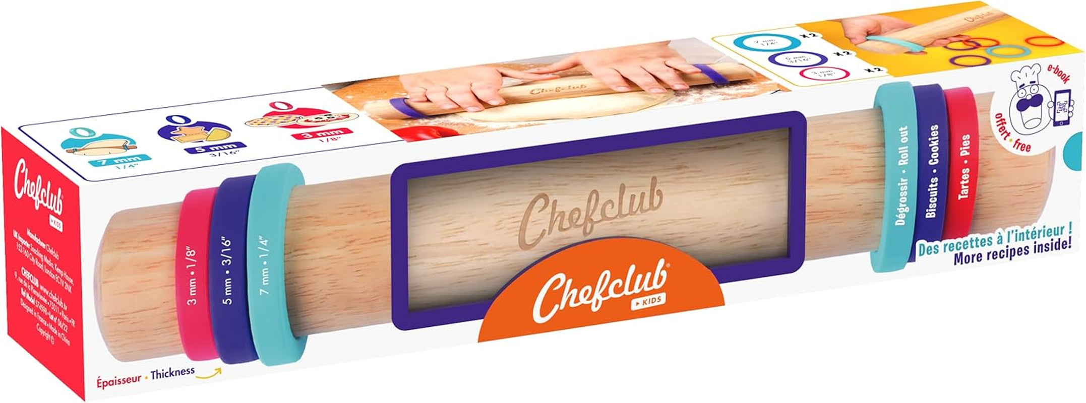 Teigrolle állítható gyűrűkkel