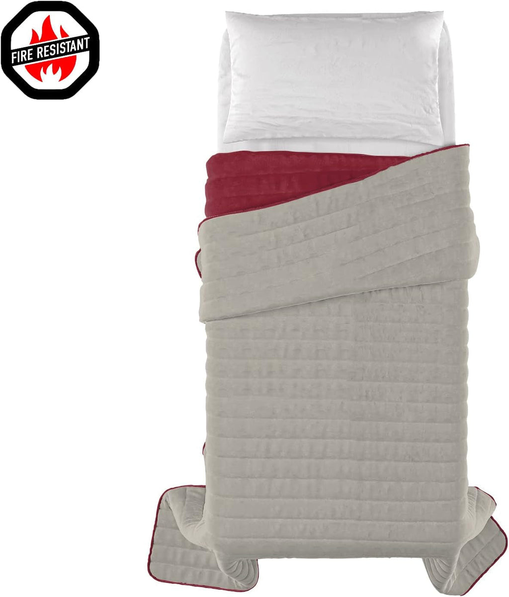 Pătură de vară din lenjerie de pat italiană, ignifugă, microfibră, bicoloră, bordeaux/gri deschis, 170 X 270 cm Plapumi si pilote Naty Shop