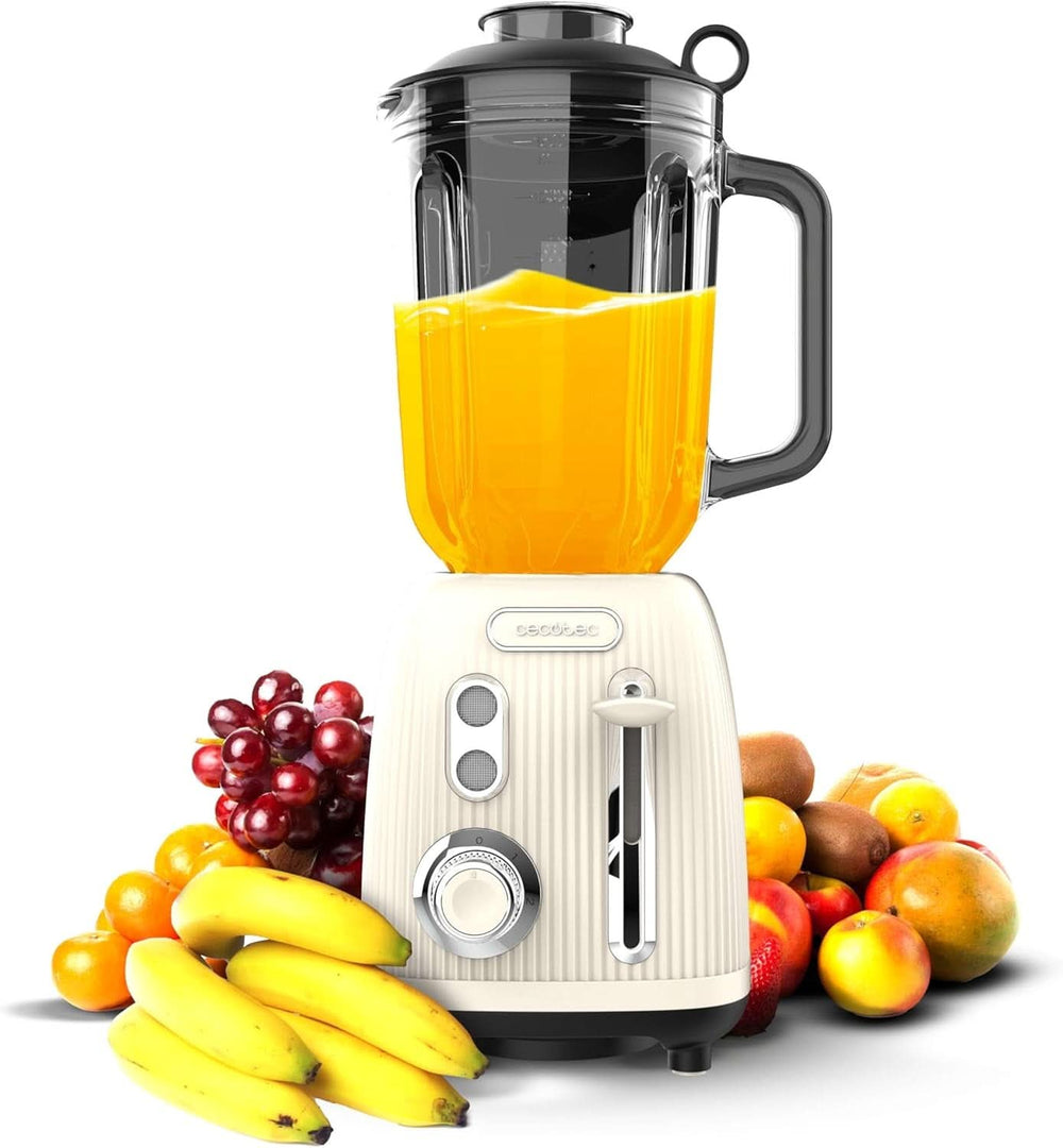 Cecotec Standmixer Retro Power Black Titanium Retrogreen. 1200 W Maximale Leistung, 2 Geschwindigkeiten, 4-Klingen-Messer Mit Schwarzer Titanbeschichtung Und 1.5L Krug, Vintage-Design Grün Bucatarie Naty Shop Beige