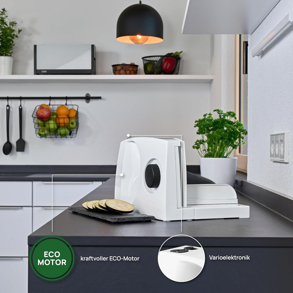 Ritter Markant 05 Többfunkciós összecsukható elektromos kenyérszeletelő és szeletelő ökomotorral, Németországban gyártott Aprítók és szeletelők Naty Shop
