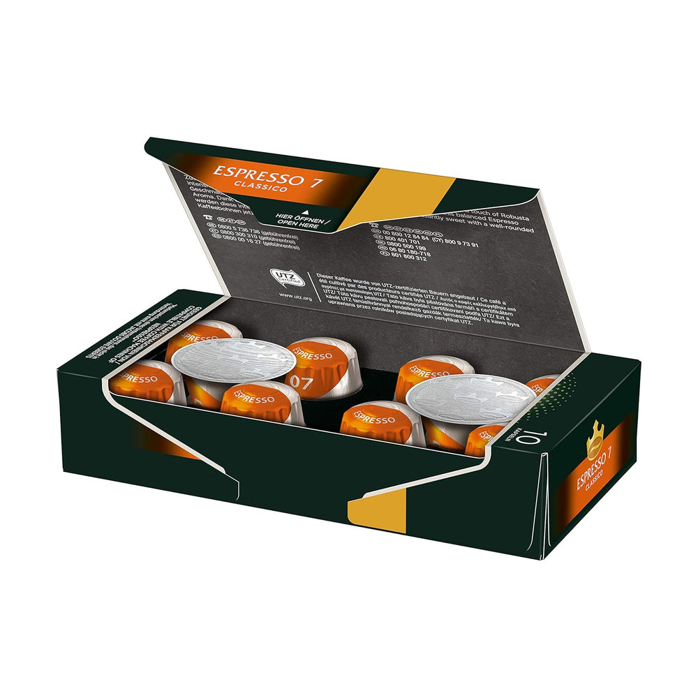 Kaffeekapseln Lungo Classico, Intensität 6 von 12, 20 Nespresso®* kompatible Kapseln, 10 x 20 & Kapseln Espresso Classico, Intensität 7,100 Nespresso®* kompatible Kaffeekapseln, 10x10 Getränke