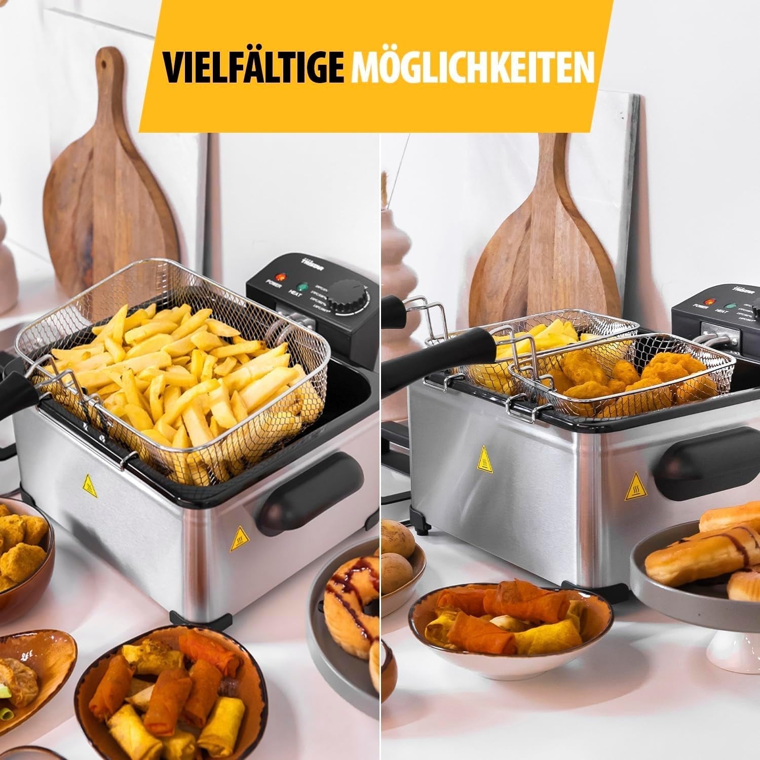 Tristar Fryer, 1 nagy kosár és 2 kis kosár, állítható termosztát, hűtőzóna, 5 liter, 2000 W, FR-6949 Appliances Naty Shop