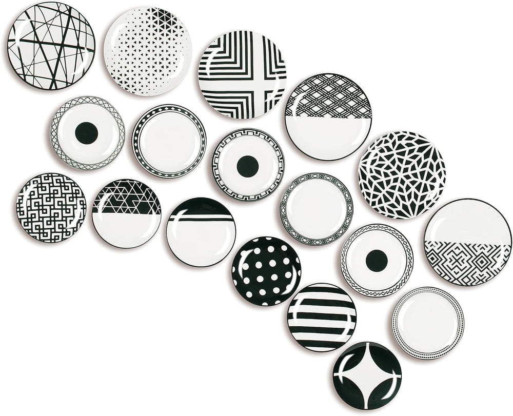 Set de veselă Excelsa Emily, porțelan, alb/negru, 18 piese