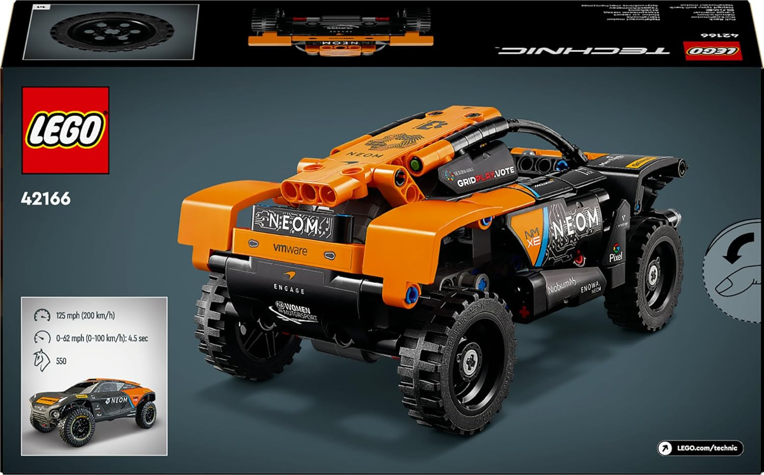 LEGO Technic NEOM Mclaren Extreme E versenyautó készlet, motoros játék gyerekeknek, megépíthető szélautó, technikai ajándék fiúknak és lányoknak 7 éves 42166 építőkészletek Besuche den LEGO-Store