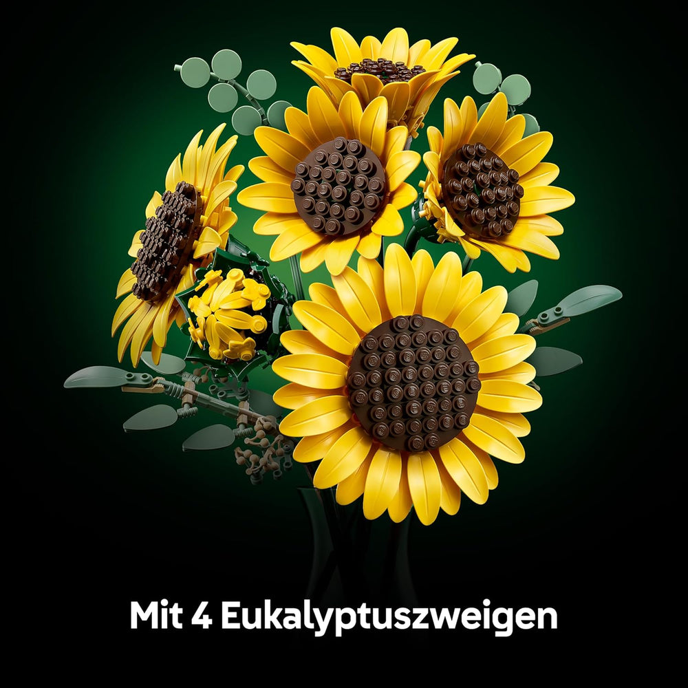 LEGO Botanicals Sonnenblumenstrauß - Kunstblumen Set für Erwachsene - Kunstliche Sonnenblumen & Eucalyptuszweige für Deko im Wohn- oder Schlafzimmer - DIY Giftidee für Frauen - 11502