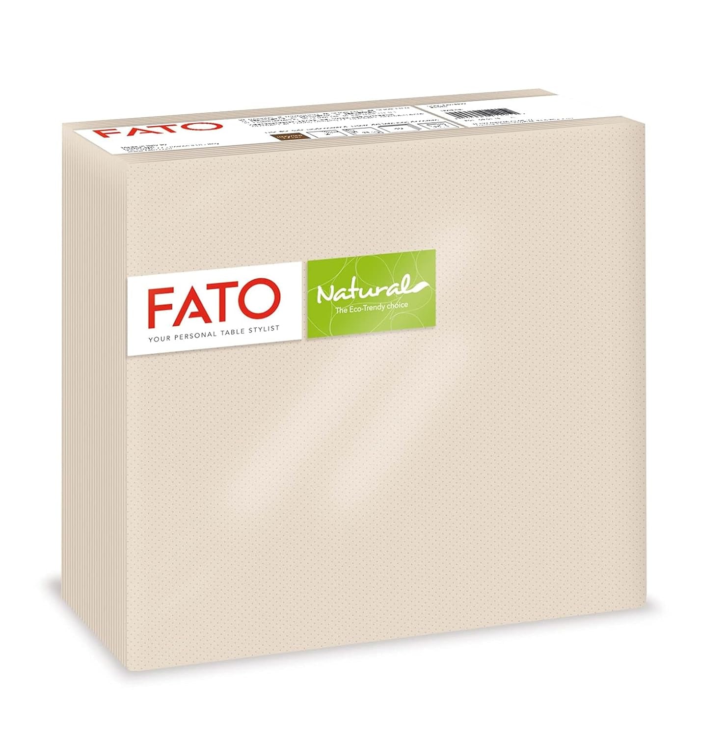 Fato - Șervețele de hârtie de unică folosință naturale pliate 4 ori, ecologice, pachet de 40 de șervețele, mărimea 38X38, 2 straturi, 100% hârtie reciclată