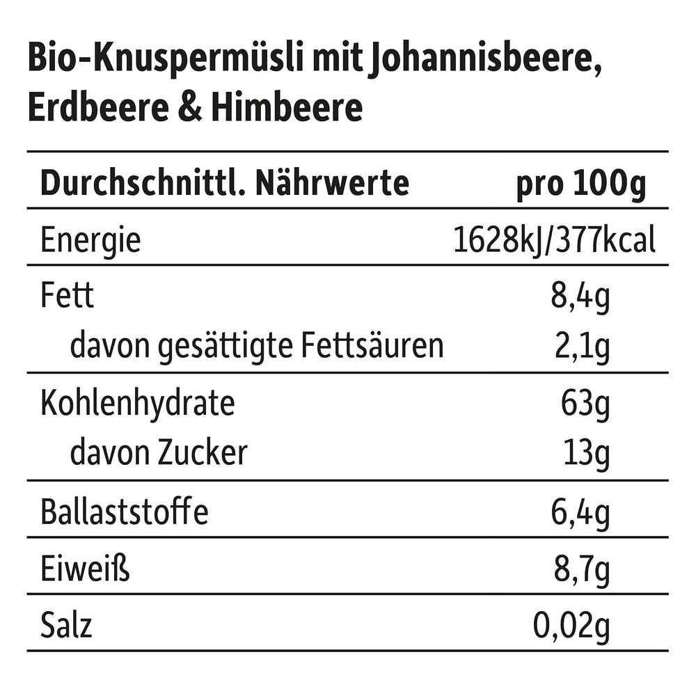 FRECHE FREUNDE Muesli organic pentru micul dejun, mix crocant de muesli cu fructe de pădure Edda's, pentru școlari, cu căpșuni liofilizate, vegan, pachet de 6 (6 x 280g)