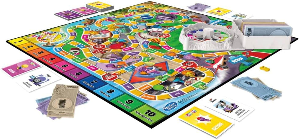 Hasbro Jocul Vieții, joc de societate pentru întreaga familie pentru 2-4 jucători, pentru copii cu vârsta de 8 ani și peste, include creioane colorate