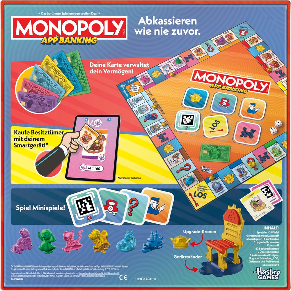 Monopoly Board Game App Banking – német változat, a klasszikus elektronikus játék modern változata 8 éves kortól, 2-6 játékos számára