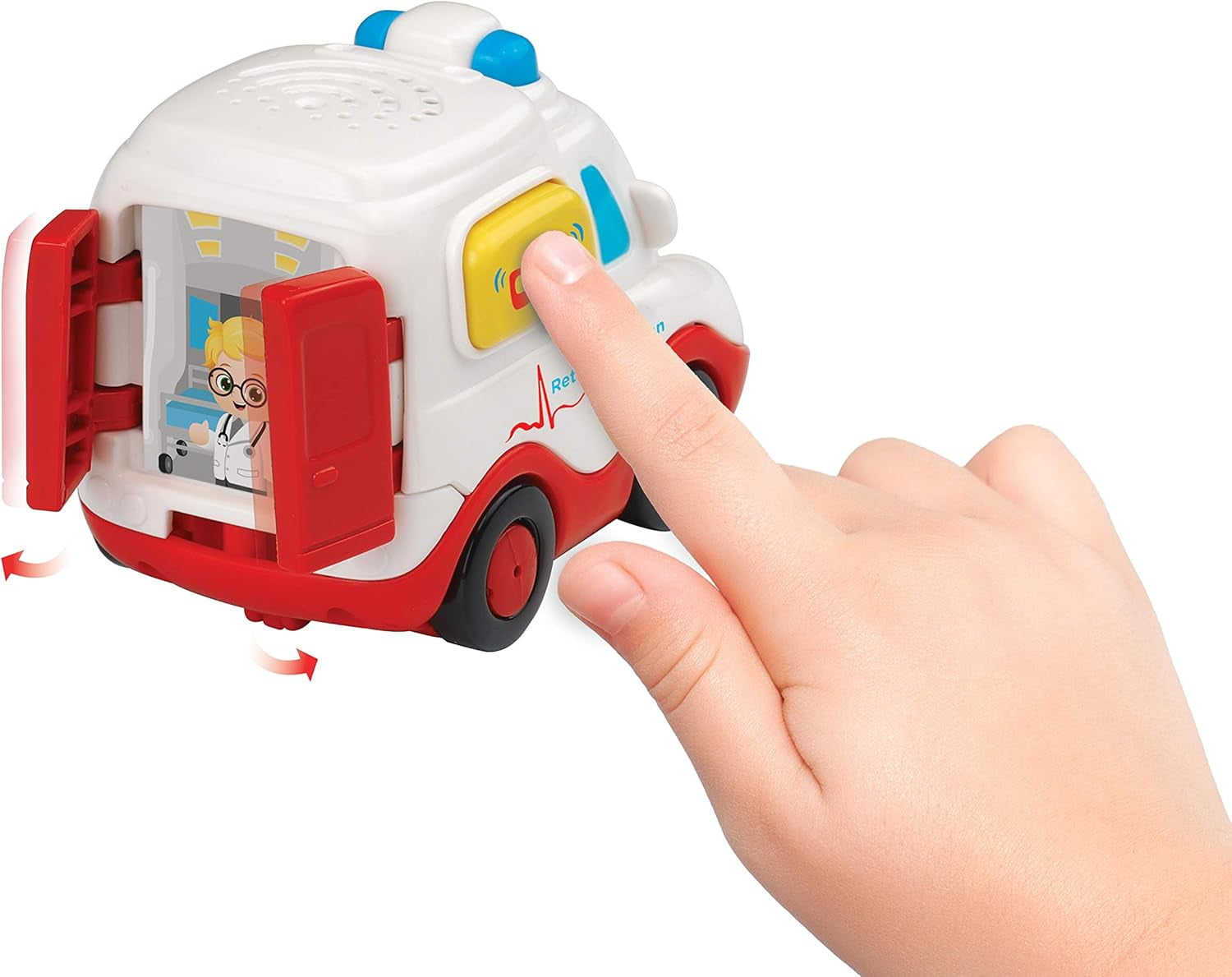 Vtech TUT TUT Baby Flitzer - Ambulanță - Mașină de jucărie cu muzică, buton luminos, propoziții și sunete interesante - Pentru copii cu vârsta cuprinsă între 1-5 ani, 8,8 x 5,5 x 7 cm Jucarii Bebe Naty Shop