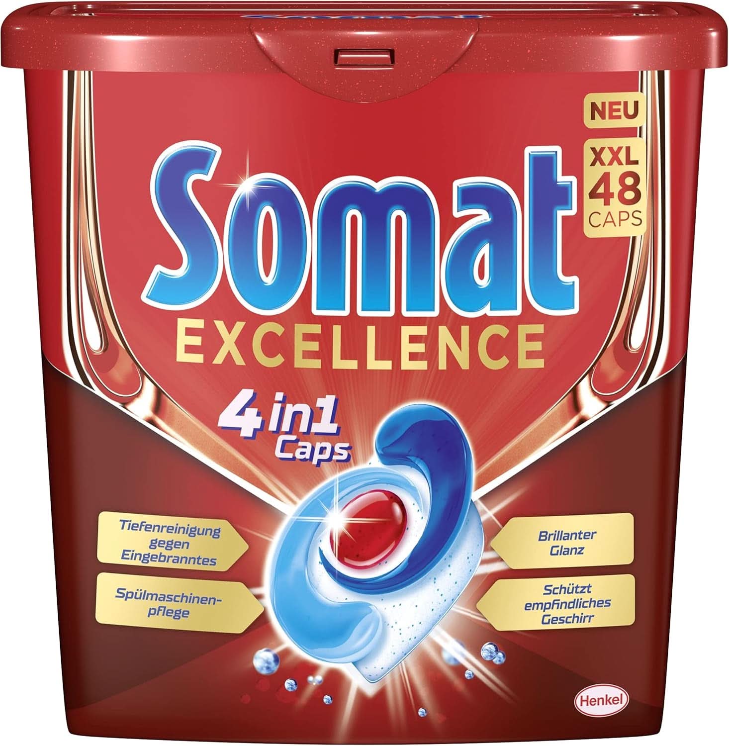 Somat Excellence 4 az 1-ben kupak (141 kupak), gyorsan oldódó mosogatógép mosogatószerek konyhai mosogatószerek Naty Shop 830,4 gramm citrom