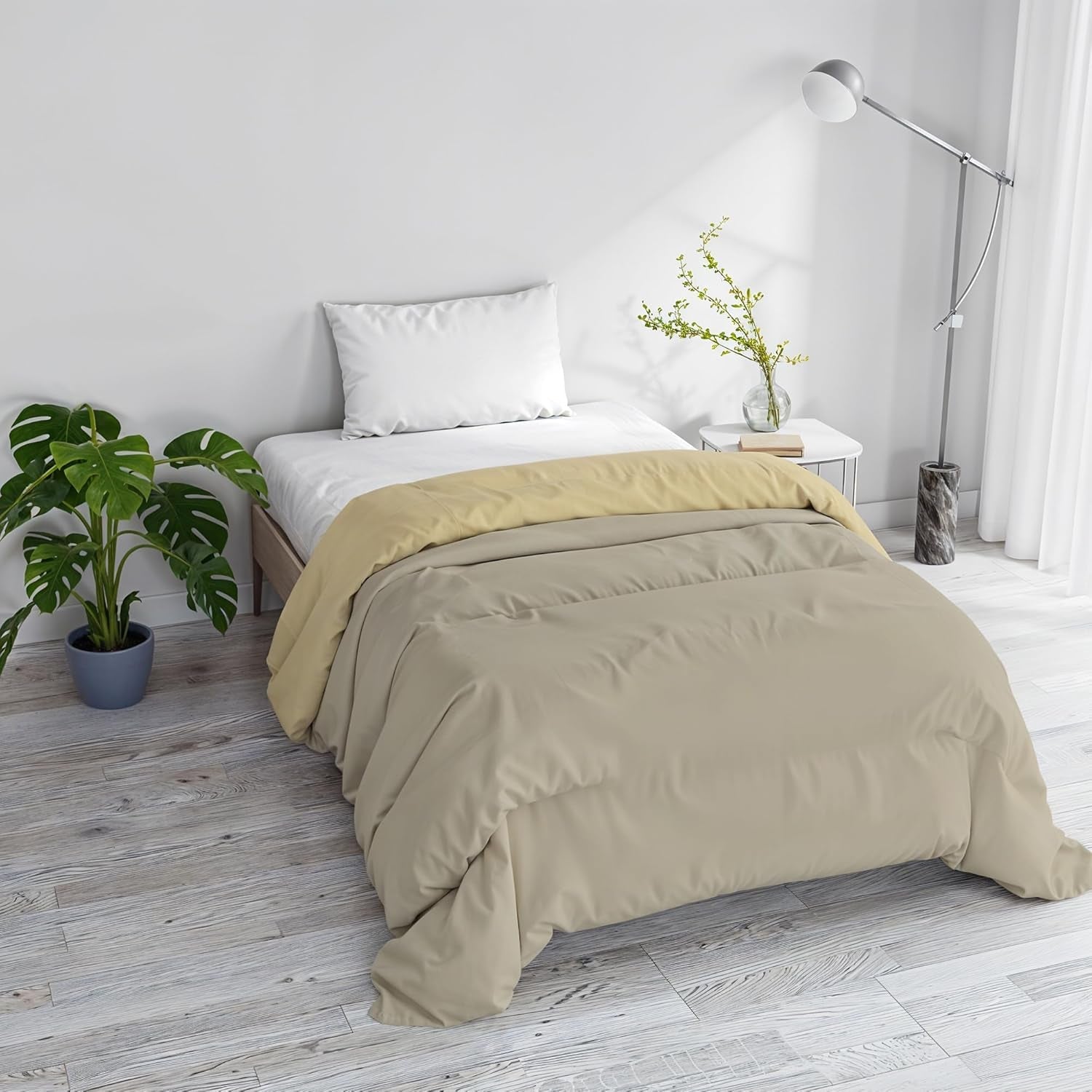 Alap téli takaró, sima és bélelt, sötétzöld/krém, 200X245Cm Naty Shop Paplanok és paplanok Taupe/krém 160X245Cm