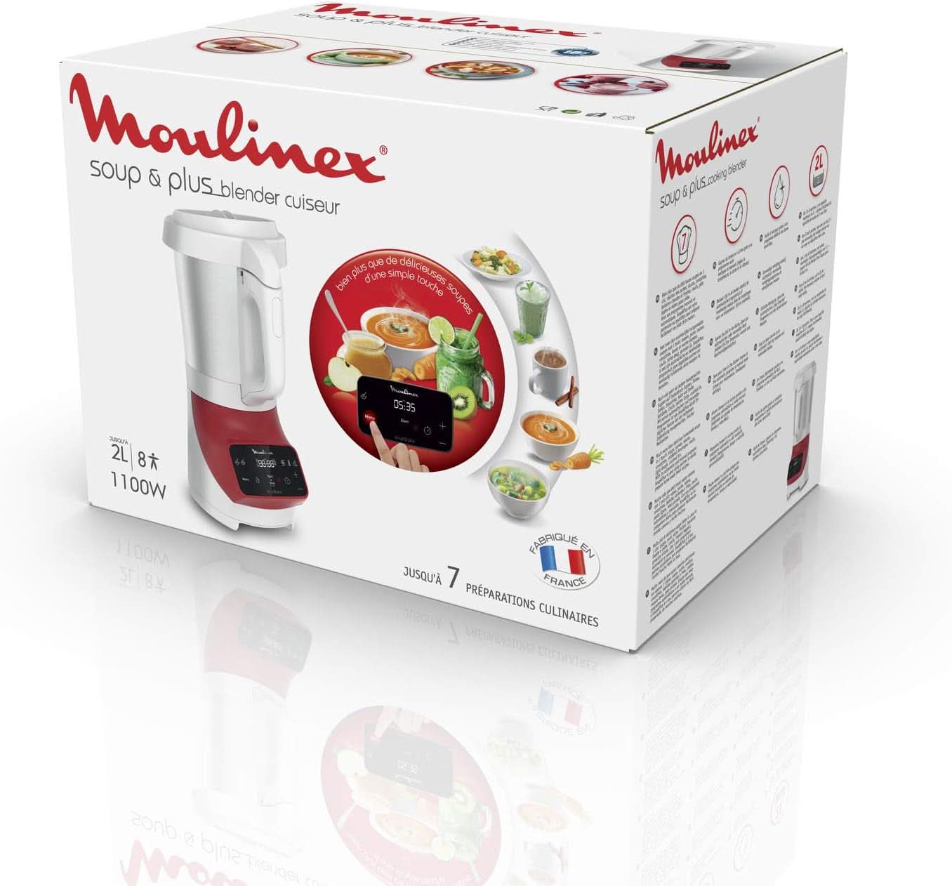 Soup&Plus LM924500 Standmixer, 1100 W, Schüssel 2 L, Edelstahlklingen, 3 Automatische Program, Manueller Modus, Perfektes Mixen, Suppen, Smoothies, Eussies, Made in France, Soup&Plus Mother and Child Naty Shop