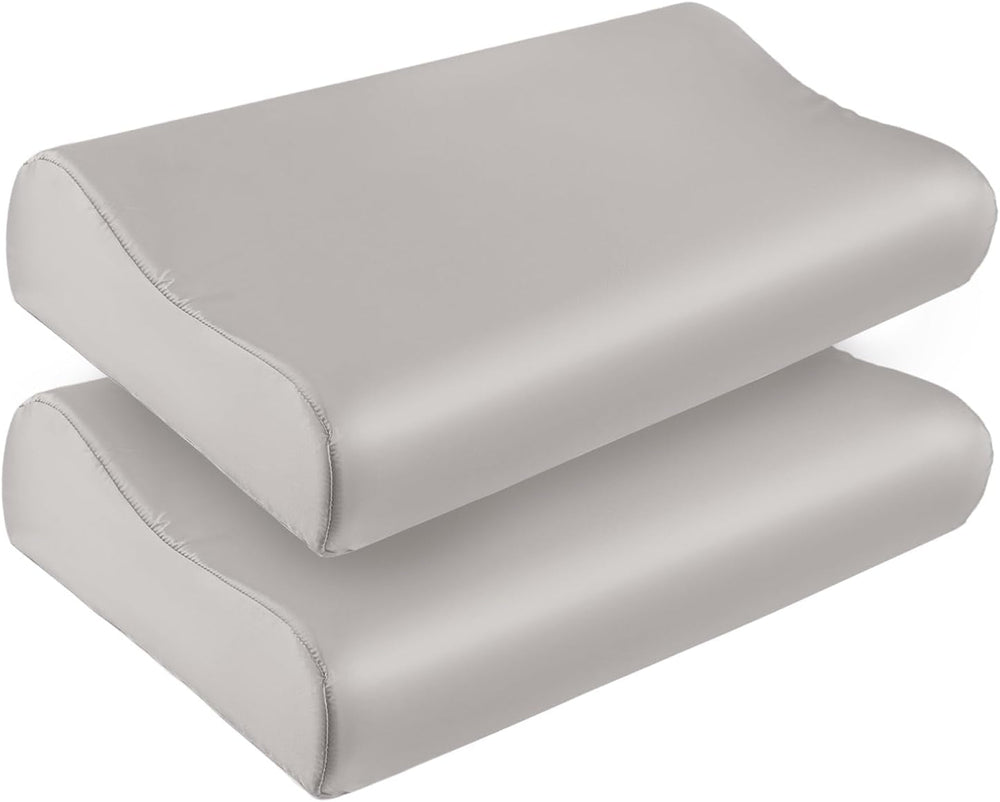 Față de pernă THXSILK din mătase de dud 19 Momme pentru pernă contur din spumă cu memorie, pernă cervicală din latex, hipoalergenică, lavabilă (50 x 30 x 10/7 cm, gri închis)