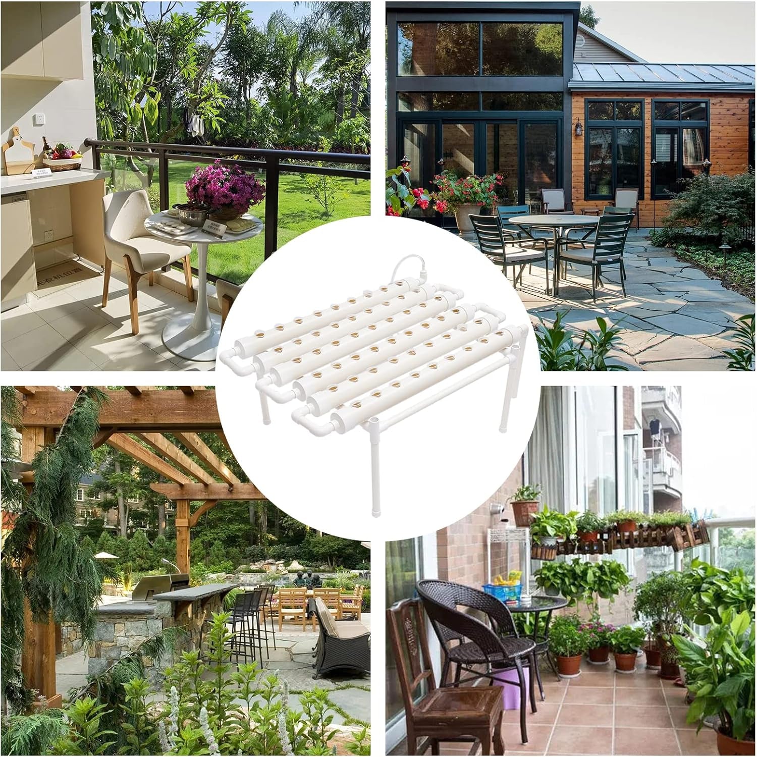 Hydroponische Systeme Grow Set Hydrokultur Plant Növényi hidroponikus Pflanzen BewäSserung System Kerti készlet Kerti szerszám Pflanze Sites Termesztési Hidroponika Hydroponisches Anzuchtsystem 54LöCher 6Rohr