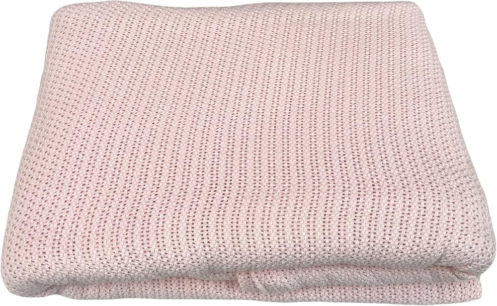 Family Bedding Pătură celulară roz pentru pat dublu, bumbac, cuvertură de pat mare, reversibilă, ușoară, termică, moale, pătură celulară tradițională, 230 X 230 cm Plapumi si pilote Naty Shop