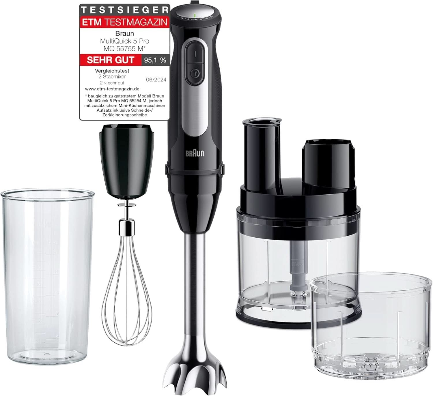 Braun Stabmixer MQ 5200WH - Multiquick 5 Vario Pürierstab Mit Edelstahl Mixfuß, 1000 Watt, Inkl. 600 ml Mix- & Messbecher, Weiß/Grau Kitchen Naty Shop 2024-es verzió – Mini Küchenmaschine
