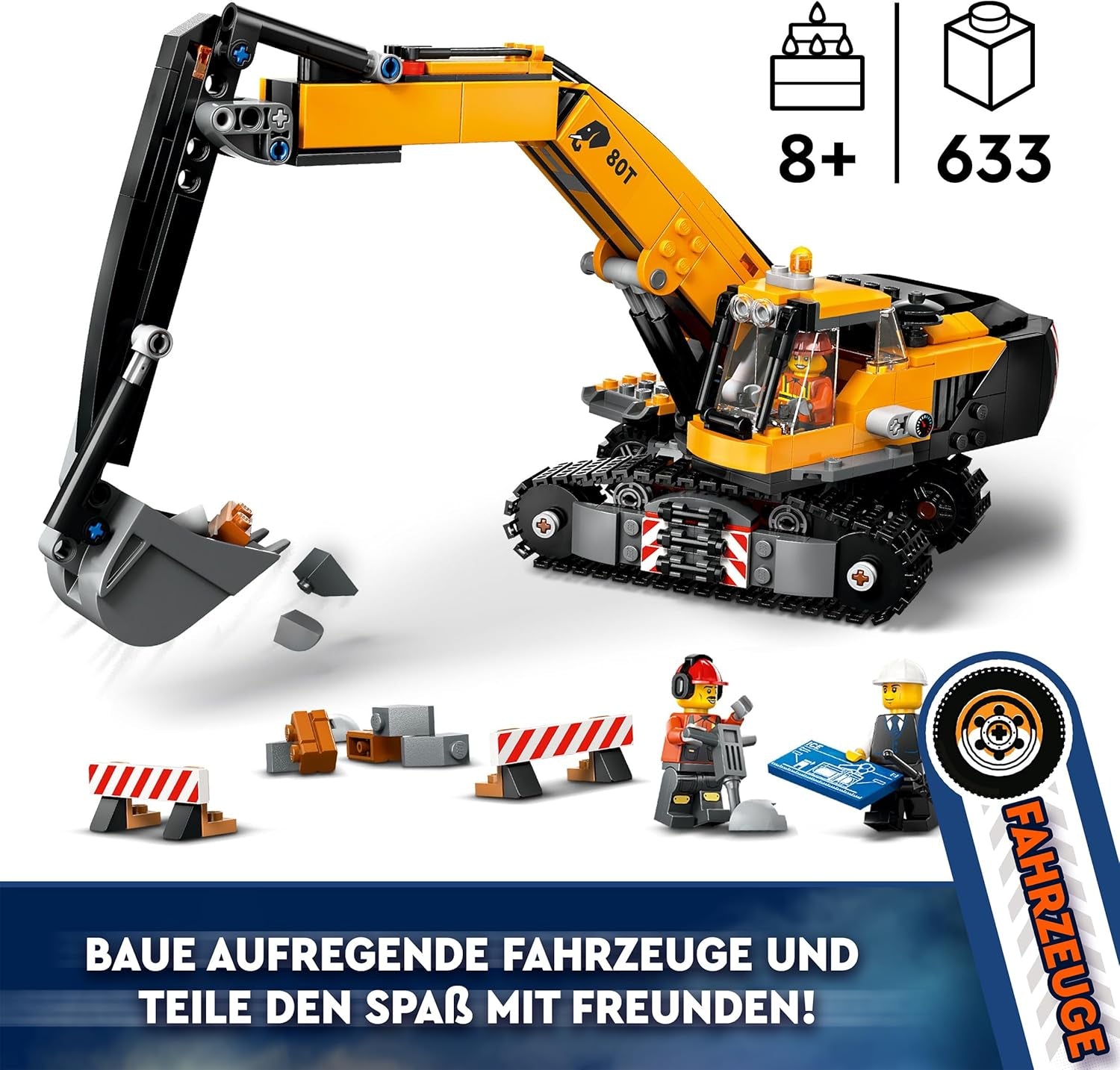 LEGO City Lánctalpas kotrógép, játék kotrógép 8 éves kortól, építőjáték kotrómodellel, megépíthető teherautó tartozékokkal és 3 minifigurával 60420 Építőkészlet Besuche den LEGO-Store