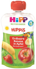 HiPP Organic gyerekeknek HiPPiS eper banán almában - Theo Toucan, 100g
