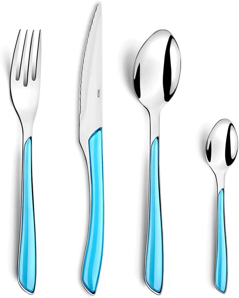 Amefa ECLAT set de tacâmuri NATURE, 24 de piese, 6 persoane Bucatarie Naty Shop Lucios monocrom Turcoaz 24 de piese