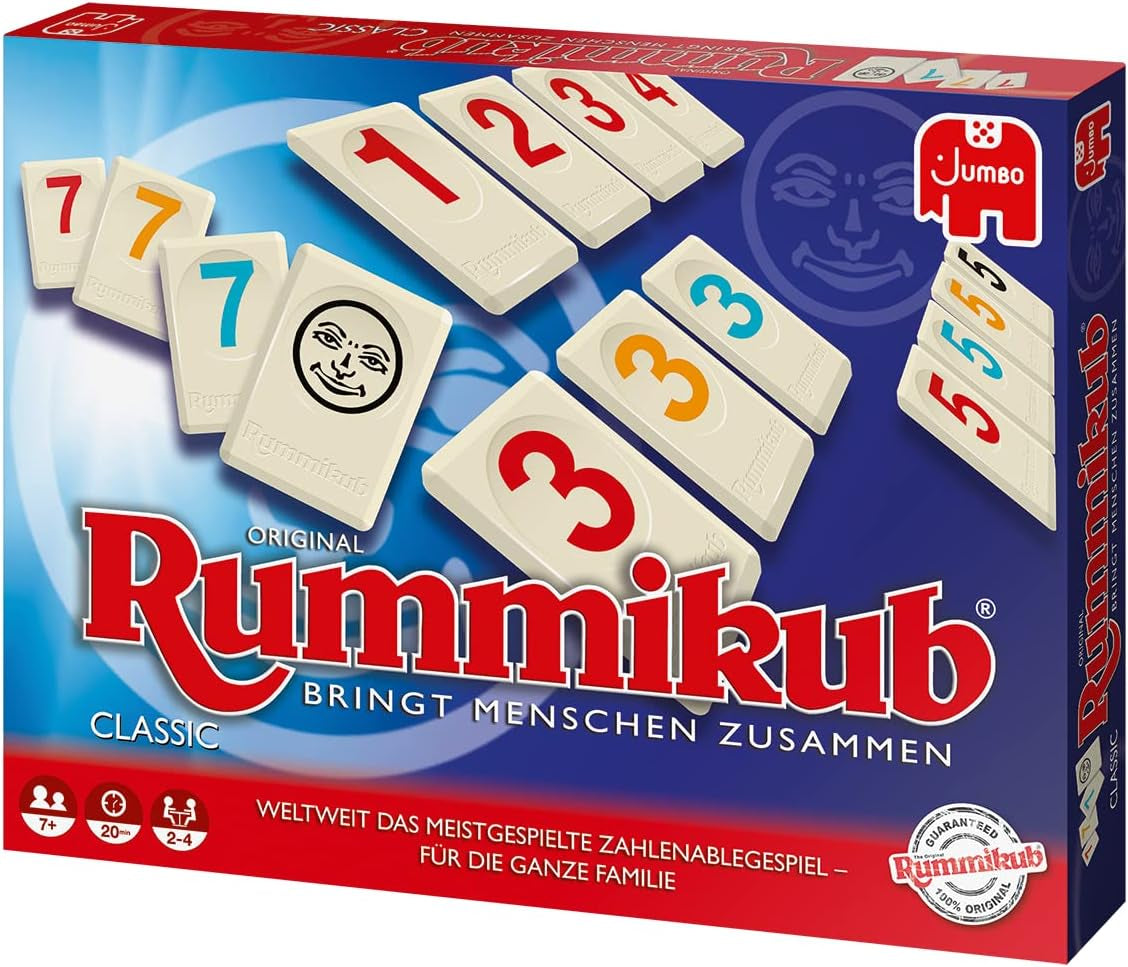 Jumbo Spiele Original Rummikub Classic - der Spieleklassiker unter den Gesellschaftsspielen - für Erwachsene und Kinder ab 7 Jahren JUM17571 Többszínű 2,7 x 3,7 cm