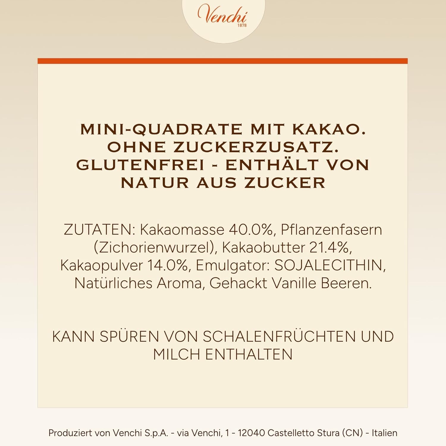 Venchi – Granblend Extra Black 75% Hozzáadott cukor nélkül, 1 kg – Mesterséges édesítőszer NEM – Gluténmentes – Vegán