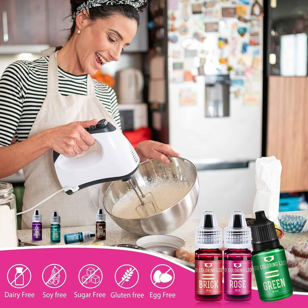 Lebensmittelfarbe - 30 X 10Ml Lebendige Lebensmittel Farben Zum Backen, Kuchen Dekorieren, Zuckerguss, Kekse, Fondant Und Macaron - Flüssige Food Coloring Für Die DIY Seifenherstellung Und Basteln Naty Shop