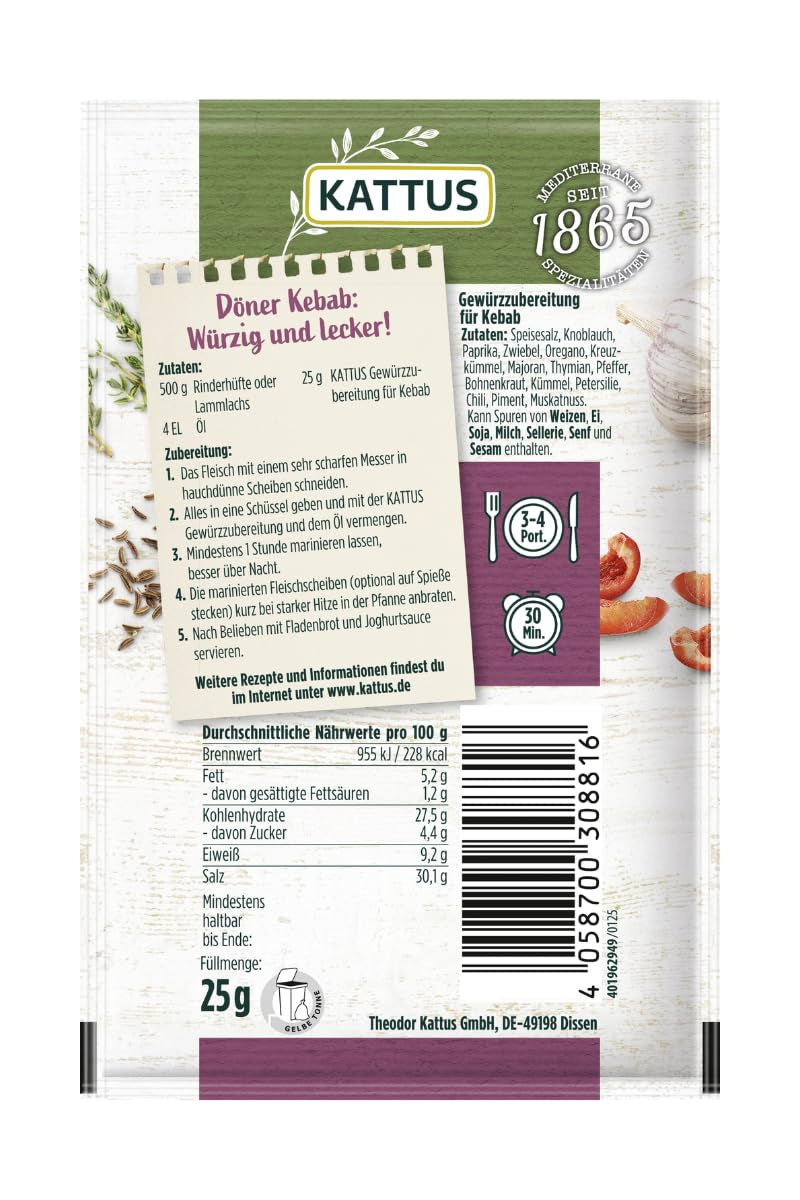 - Kebab Gewürzzubereitung | Fűszerezés 3-4 adaghoz | Ohne Zusatz von Fefeextrakt, Aroma und Zusatzstoffen | 25 g zacskóban