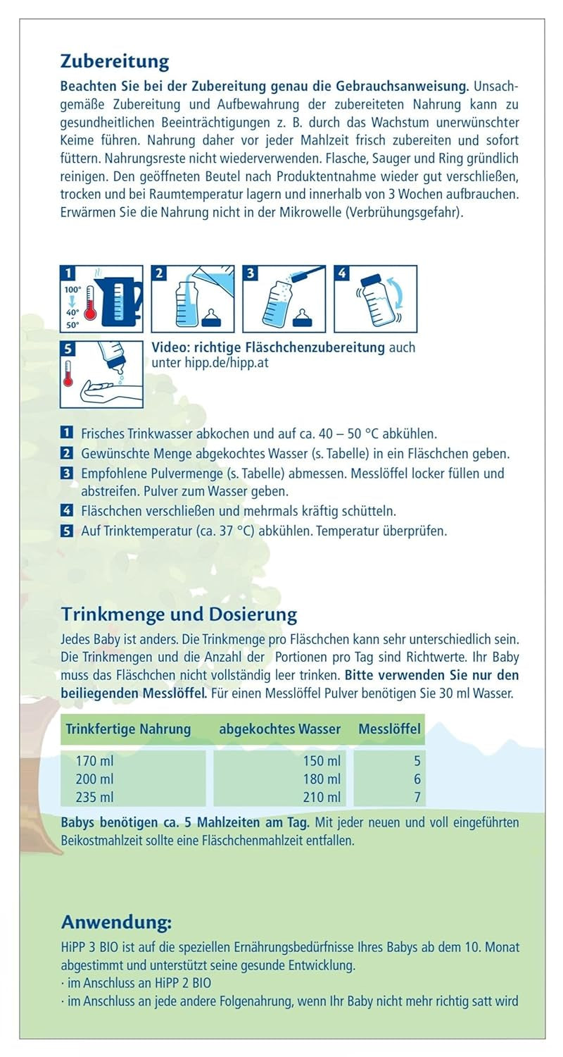 HiPP 3 Organic anyatej (4 x 600g) - 10 hónap után, Omega-3-mal (DHA, ALA), kalciummal, D-vitaminnal, a legjobb bio minőséggel