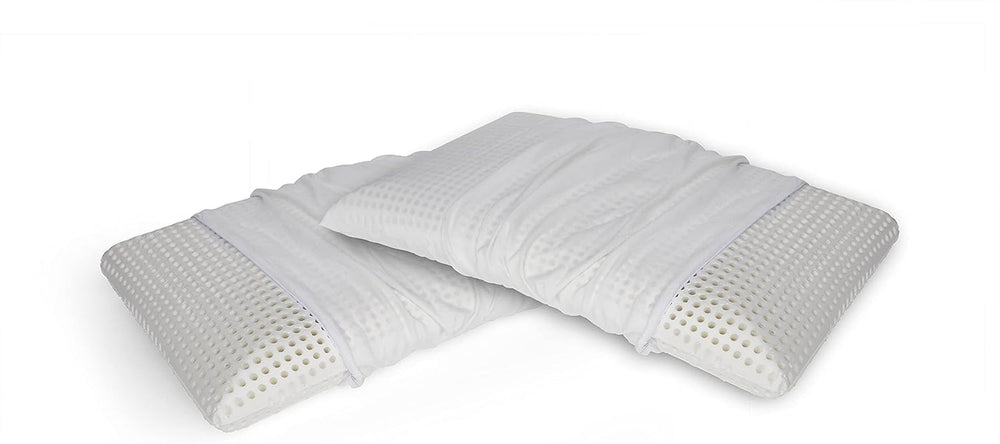 Talamo Italia Set de 2 perne pentru pat, 100% Made in Italy, pernă detașabilă "săpun" din spumă de memorie perforată, hipoalergenică și respirabilă, 70X40Xh16 Cm Perne standard Naty Shop Altezza 12 Copertă inclusă Set Da 2