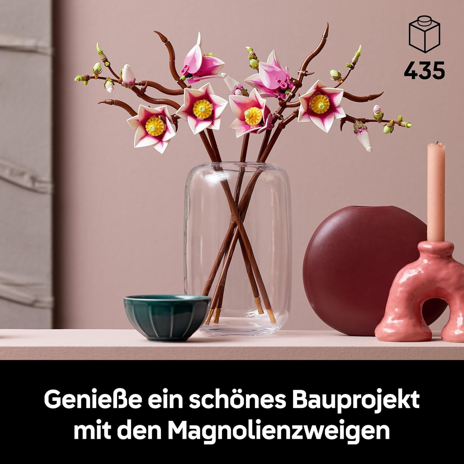 LEGO Botanicals Magnolienzweige - Művirág szett felnőtteknek - 5 mesterséges magnólia dekorációhoz a nappaliban vagy hálószobában - Barkácsolás ajándékötlet nőknek - 11510