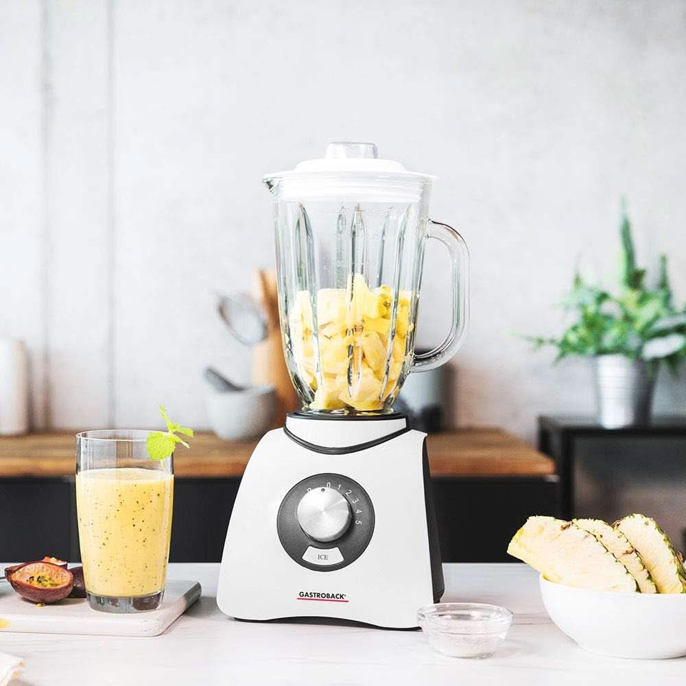 Gastroback 40898 Vital Basic, Mit Integrierter Ice-Crush Funktion, Leistungsstarker 600 Wattos motoros keverő, Kunststoff, 1,5 liter, Weiß Kitchen Naty Shop