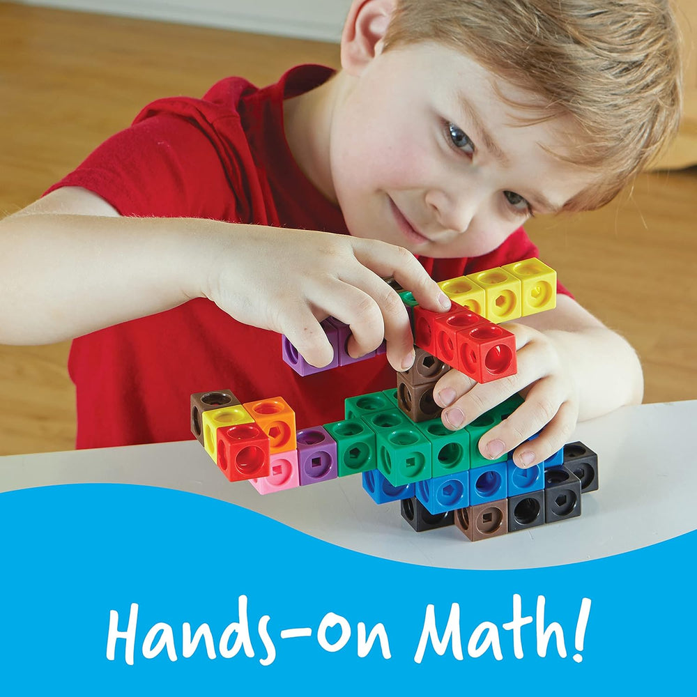 Tanulási források MathLink Steckwürfel Big Builders for Baumeister, ab 5 Jahren, Konstruktionsspielzeug für frühes Mint-Lernen, 200 Teile