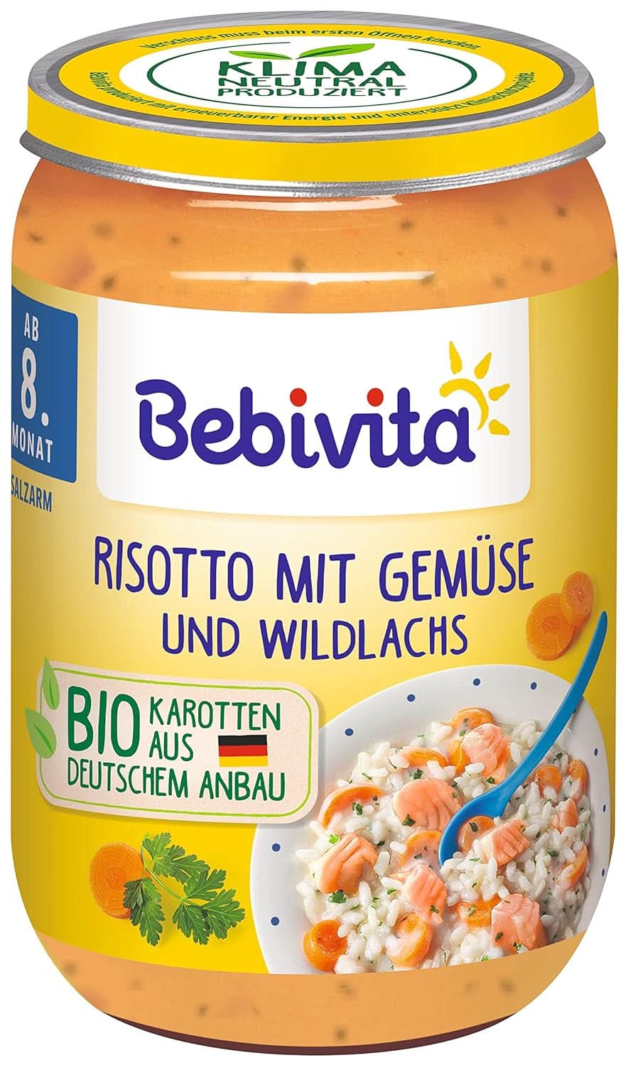 Meniuri De la 8 luni Spaghetti Bolognese, pachet de 6 (6 X 220 grame), mediu Mama si Copilul Naty Shop Mediu Risotto cu legume și somon sălbatic