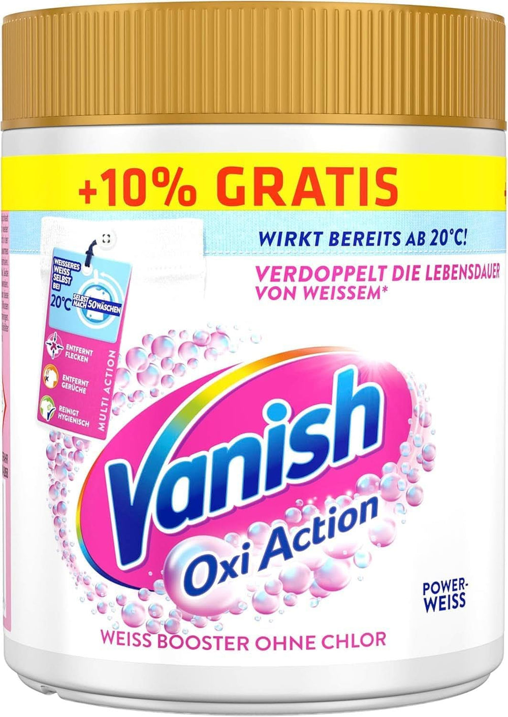 Vanish Oxi Action Powerwhite por - 1 x 1,125 kg - klórmentes folteltávolító és mosodajavító por - fehér ruhákhoz