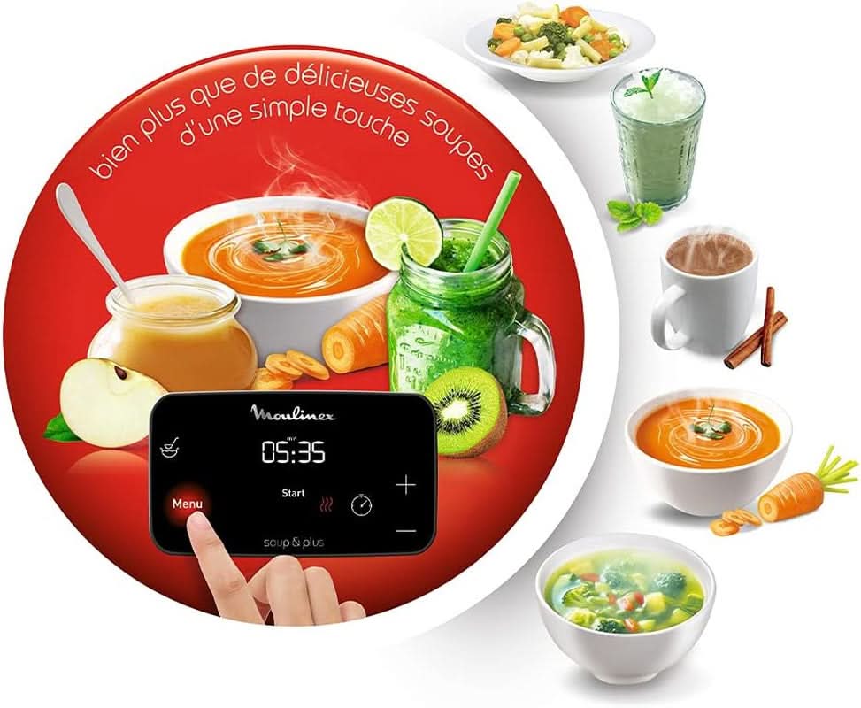 Soup&Plus LM924500 Standmixer, 1100 W, Schüssel 2 L, Edelstahlklingen, 3 Automatische Programme, Manueller Modus, Perfektes Mixen, Suppen, Smoothies, Eussies, Made in France, Soup&Plus Mama si Copilul Naty Shop