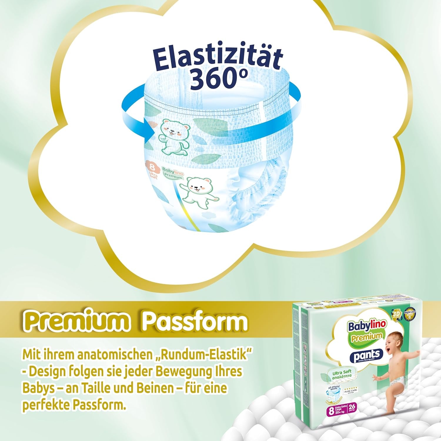 Prémium 8-as méretű nadrág Ultra-Soft szűrővel, XXL (20+ kg), 26 darab