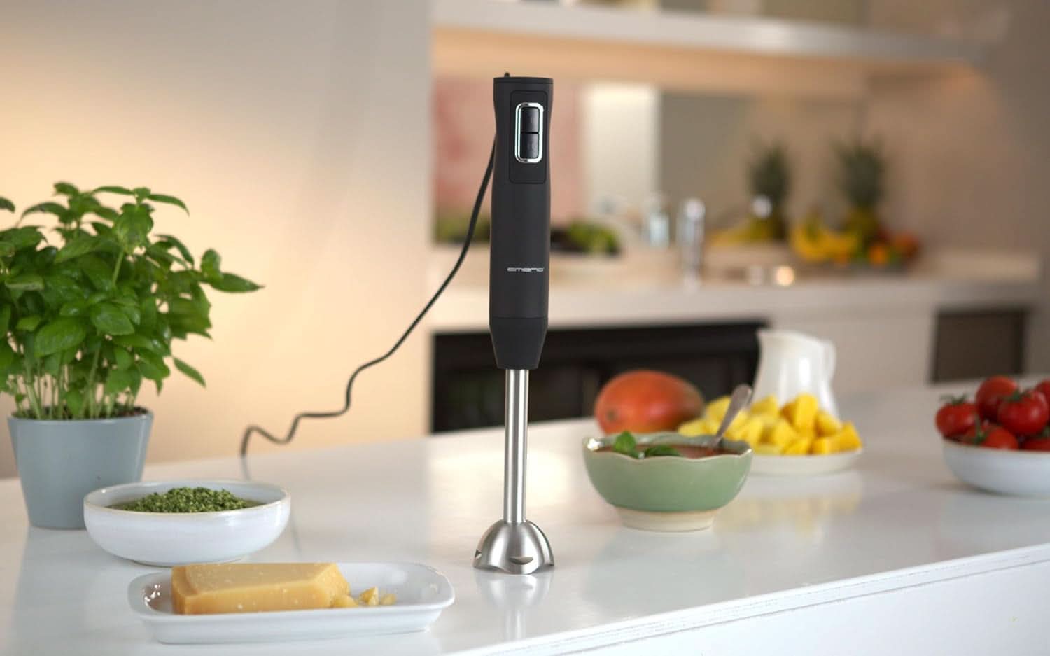 Emerio HB-111446 Állványkeverő, TESTSIEGER Preis/Leistung, Gummierter Rutschfester Griff, Edelstahl, Bpa-Frei, Schwarz, 250W Kitchen Naty Shop