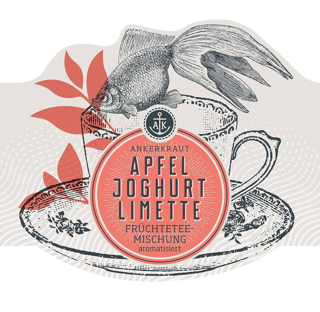 Ankerkraut Ceai de fructe cu aromă de mere, iaurt și lămâie verde, ceai de fructe vrac, 140 g în borcan de plută