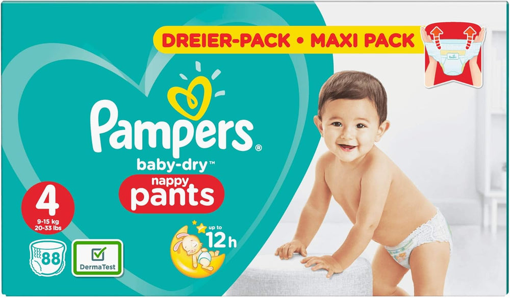 Pampers (régi verzió), bugyi, 4-es méret, 9 kg-15 kg, három csomag (1 x 88 pelenka)