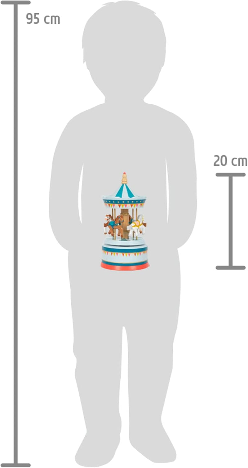 Cutie muzicală cu picior mic cal carusel circ din lemn, decor pentru grădiniță, cu muzică frumoasă de leagăn, 12321 Jucarii Bebe Naty Shop