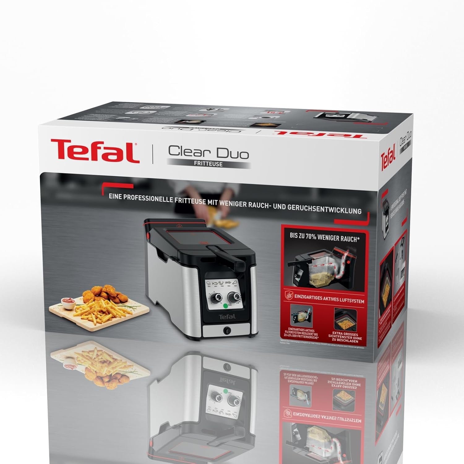 Tefal FR600D Clear Duo olajsütő, kevesebb füst és szag sütés, 1,2 kg kapacitás, termosztát, időzítő, nagy, köd nélküli betekintő ablak Háztartási gépek Naty Shop