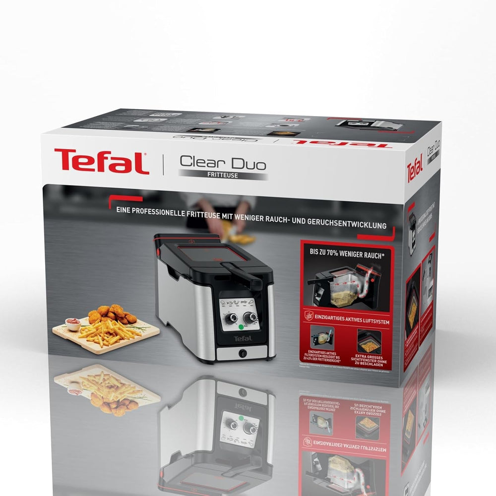 Tefal FR600D Clear Duo olajsütő, kevesebb füst és szag sütés, 1,2 kg kapacitás, termosztát, időzítő, nagy, köd nélküli betekintő ablak Háztartási gépek Naty Shop
