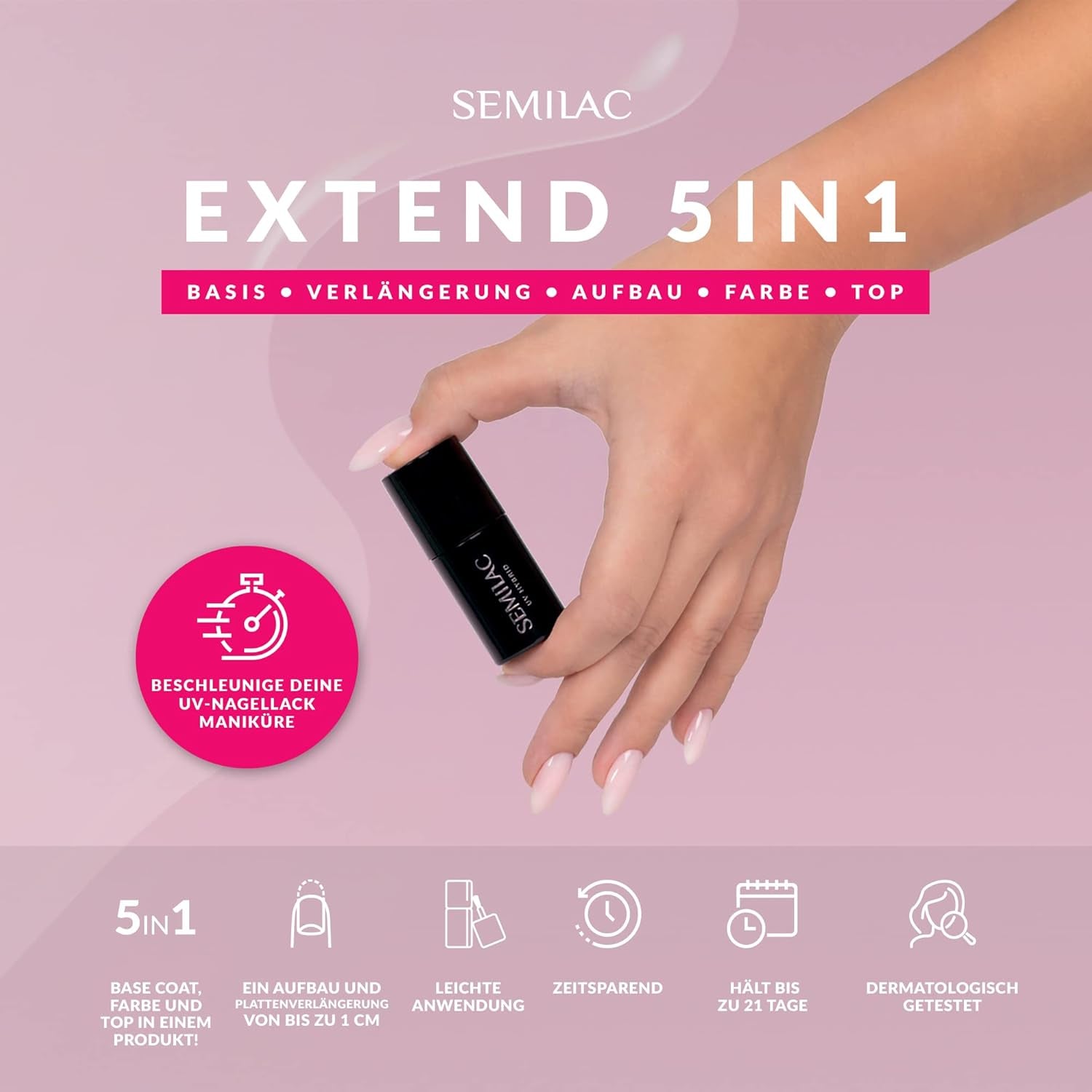 Semilac Extend UV körömlakk 5 az 1-ben 808 Pastel Mint 7ml