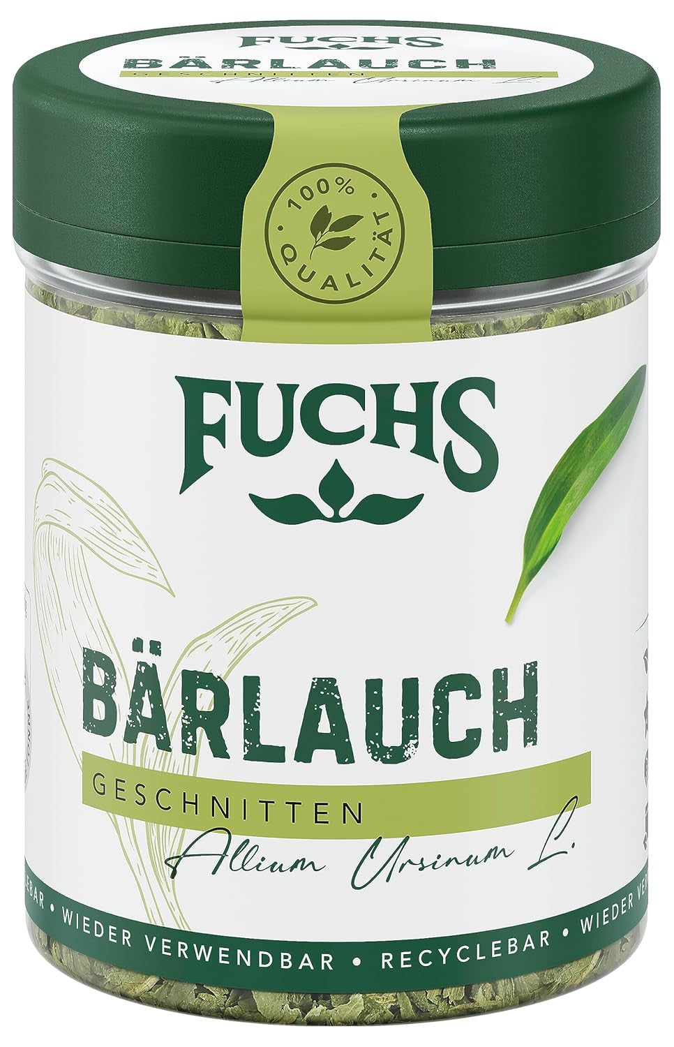 Fuchs Gewürze - Bärlauch geschnitten - würzige Schärfe für Quark-Dips, Frischkäse vagy Risotto - természetes összetevők - 8 g in wiederverwendbarer, recyclebarer Dózis