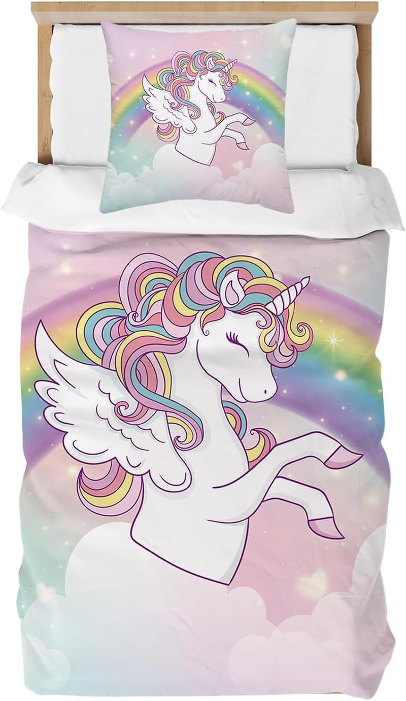 Gyermek ágynemű, Unicorn Puha, mikroszálas Ágynemű - gyermek Naty Shop Rainbow 135X200 Cm