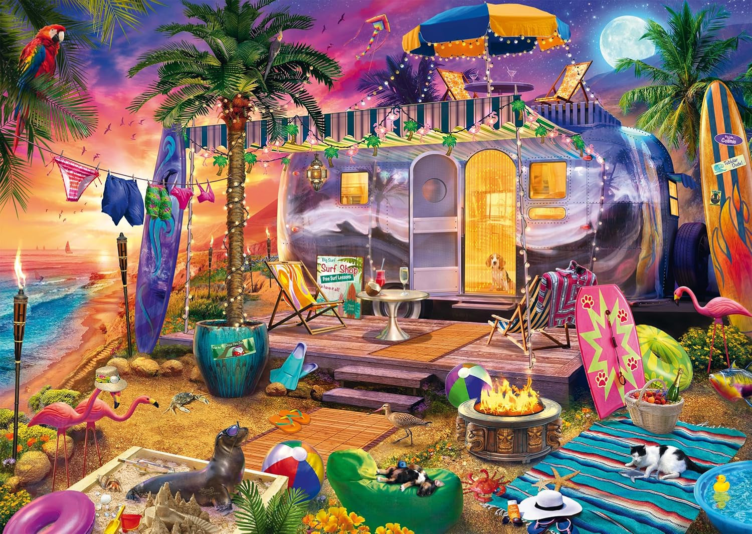 Schmidt Spiele 58573 Jeff Haynie, Mit Dem Wohnwagen Am Meer, kirakós 1000 darabos Puzzle Naty Shop