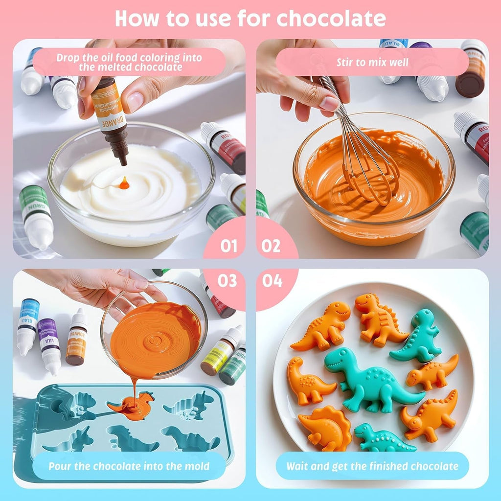 Colorant alimentar liposolubil 7 culori x 12 ml, colorant alimentar foarte concentrat pe bază de ulei pentru ciocolată, colorant alimentar pentru decorarea torturilor, brioșe, copt, glazură, fondant